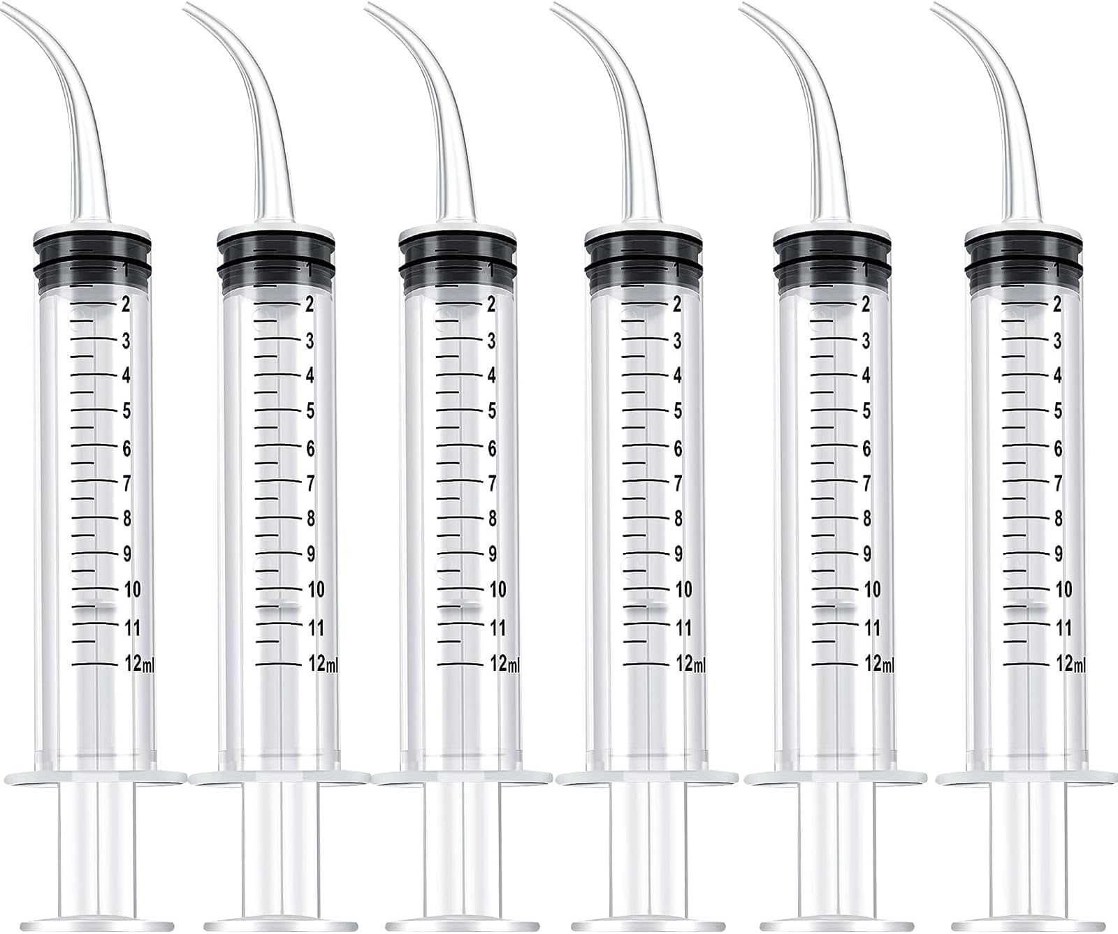 Syringe Pet Feeder 6 Pack 12ml with Curved Tip Disposable Syringe,Cats,Dogs, Small Animals, Liquid Injection (Without Needle)