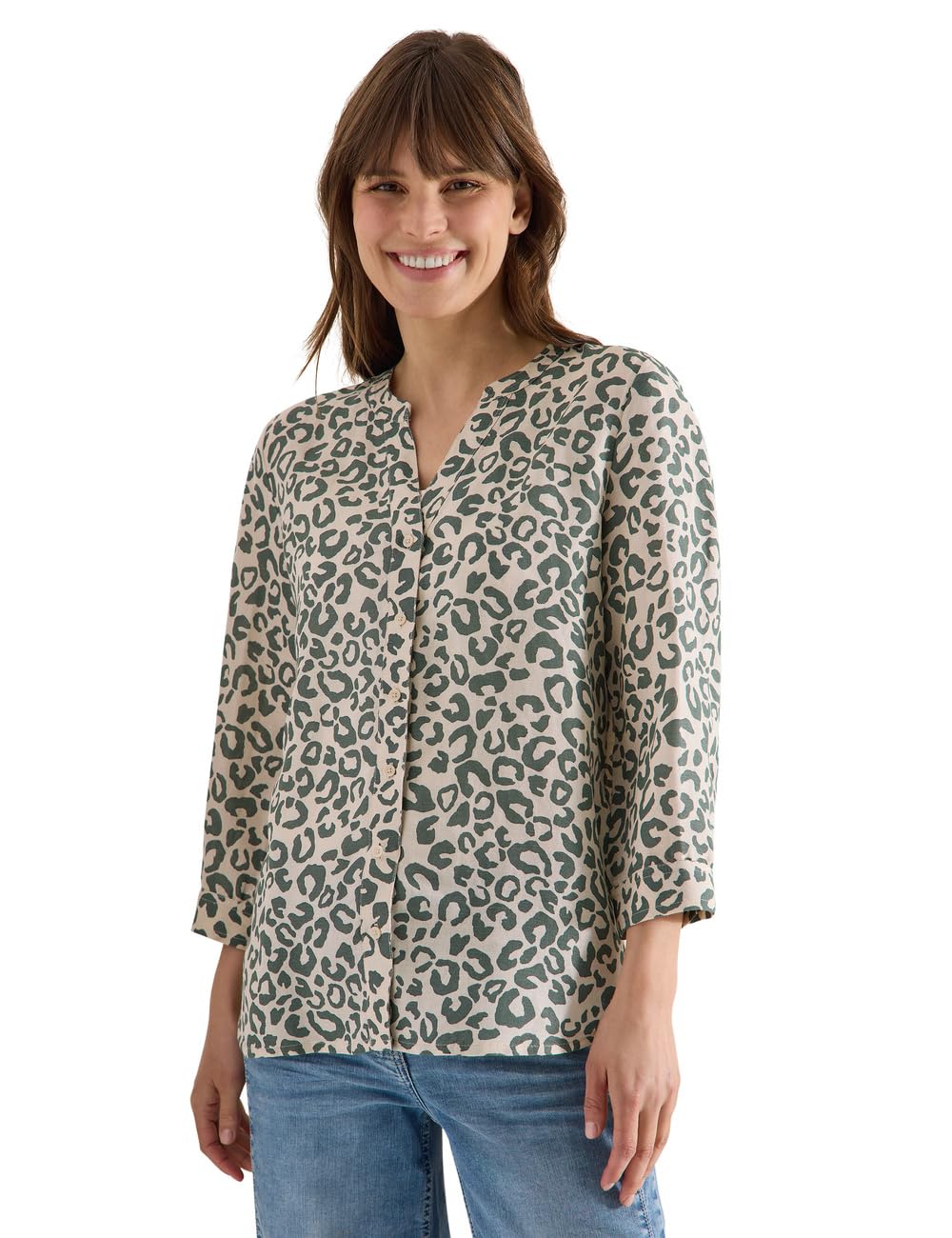 Cecil Bluse mit Leo-Muster aus Leinenmix