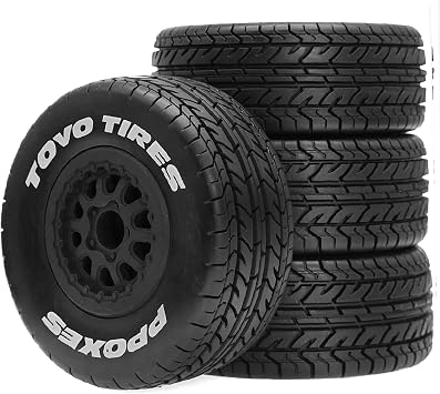 4PCS RC 1/10 Short Course Truck Wheels and Tires with 12mm Hex 110 Off Road Tyres for 1/10 RC Off-Road Car Traxxas TRX4 Slash Arrma Losi Tenacity Vkar 10sc Hpi RC Buggy Car Type A
