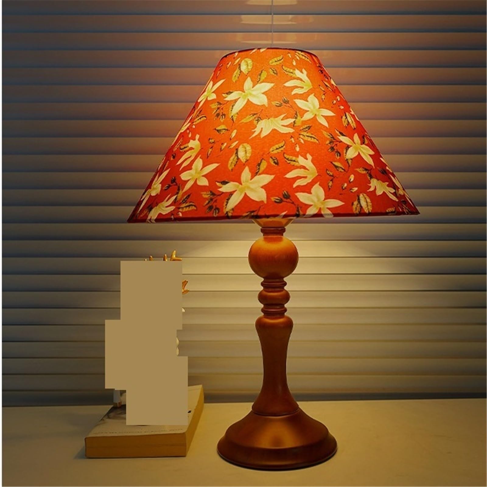 Lampa stołowa Lampa stołowa z drewna w stylu vintage do sypialni i na stoliki nocne