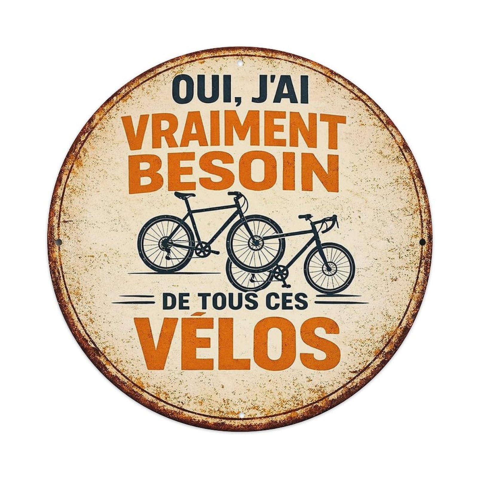 Oui Jai Vraiment Besoin De Tous Ces Velos Vintage Round Tin Sign Retro Metal Wall Decor Metal Poster, Home Bar Garage Cafe Wall Art Decoration 8x8Inches