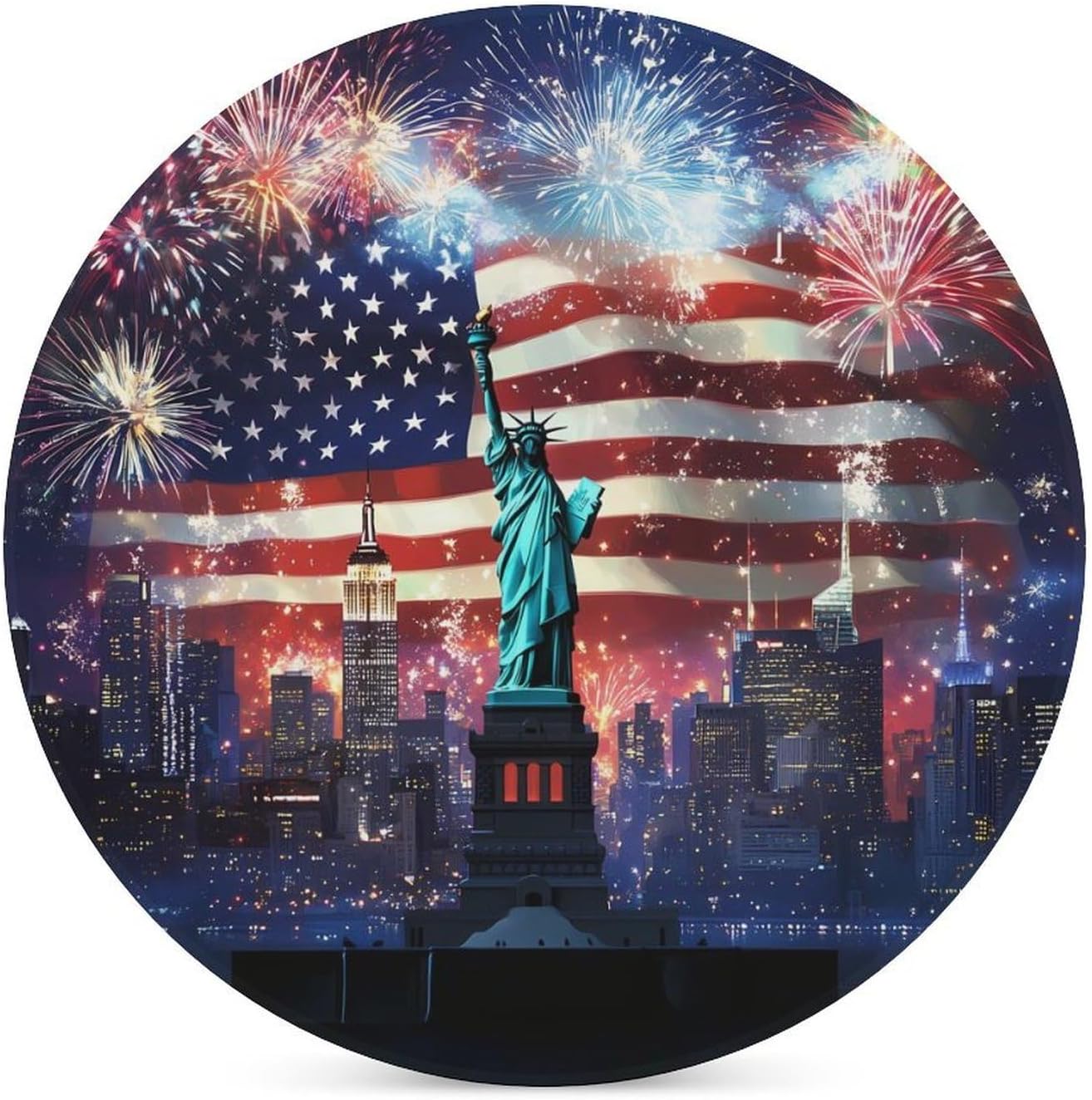 I Love New York U.S. Funny Round Ceramic Coasters for Drink Absorbent Cup Holders Tabletop Protection