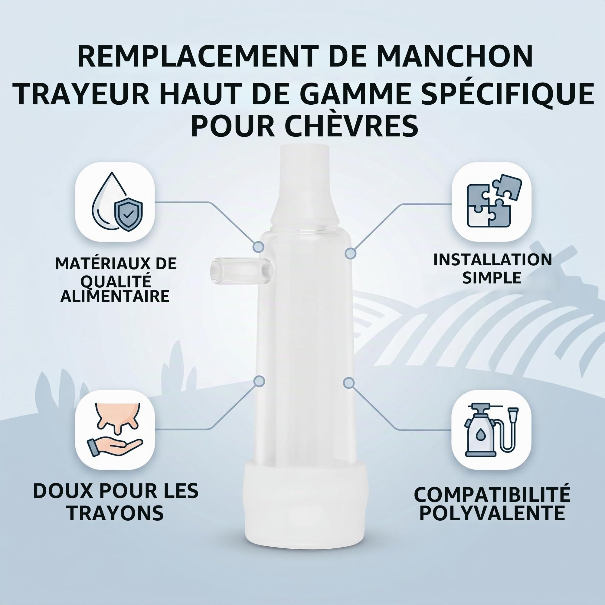 Tétine de traite pour chèvre, Remplacement pour 2000, matériau Silicone et PC sans Pollution secondaire, Installation Facile par Tuyau, Design Doux pour mamelle chèvre