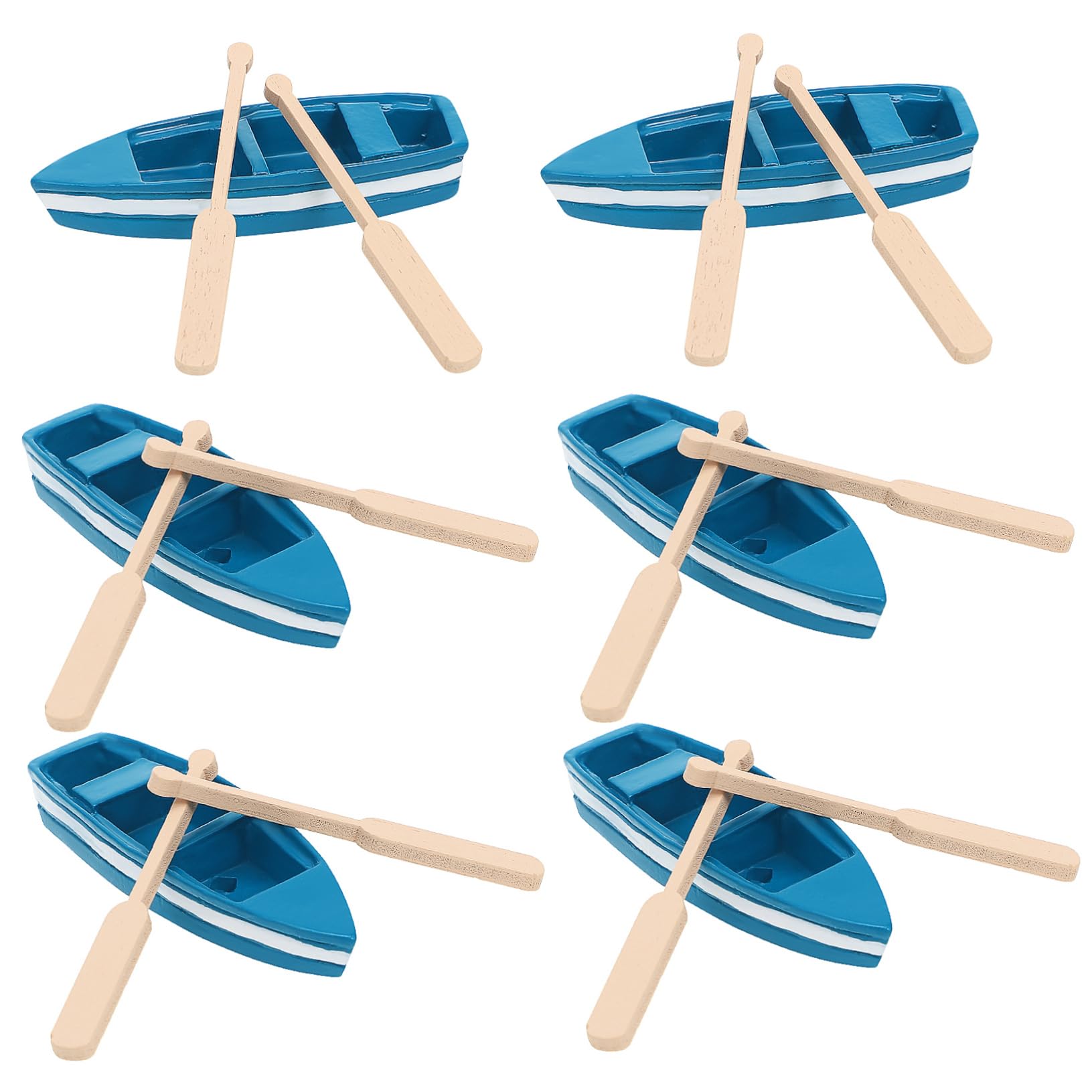 Holibanna 6Pcs Mini Rowing Boat Decor Realistic Nautical Ornament with Oars Ocean Decor for Tables and Bookshelves Craftsmanship Versatile Design
