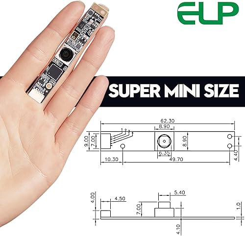 Miniatura 2 de ELP Cámara USB de enfoque automático de 16 MP con micrófono para computadora Mini UVC USB2.0 Lightburn Cámara Micro USB Seguridad PC Módulo de