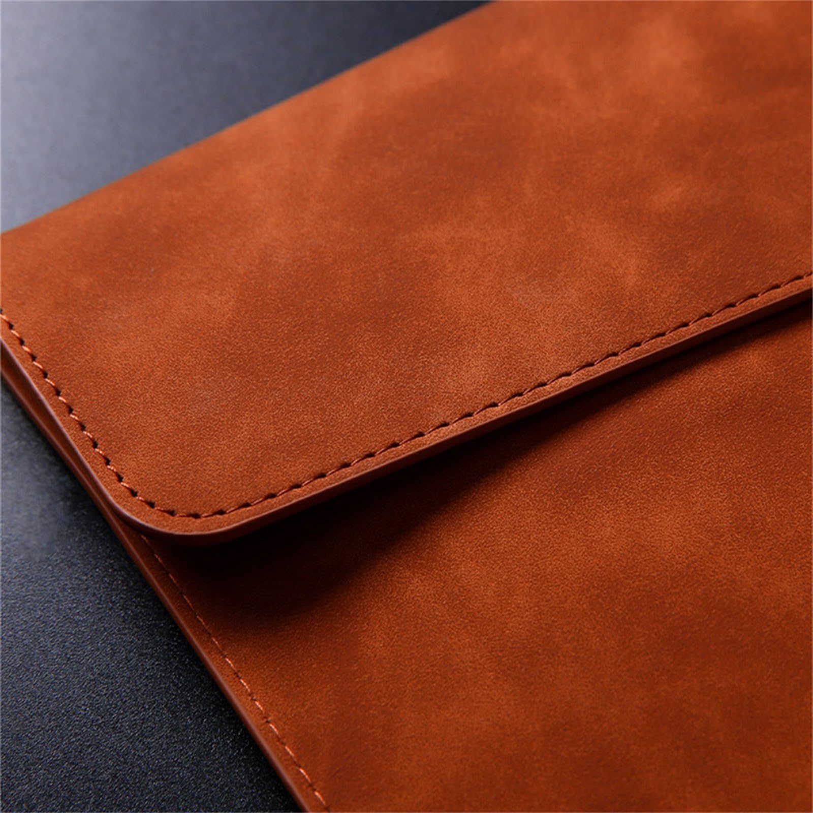 LYVQZPWLRcartella PU pelle, Cartelle portadocumenti A4 in similpelle, borsa portadocumenti da ufficio impermeabile con bottone a pressione(Bruin)