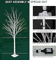 Vista 8 de Hooseng Árbol Iluminado de 4 pies, 5 pies y 6 pies, Paquete de 3, Lámpara de Árbol de Luces de Hadas Árbol Artificial para Festival, Fiesta