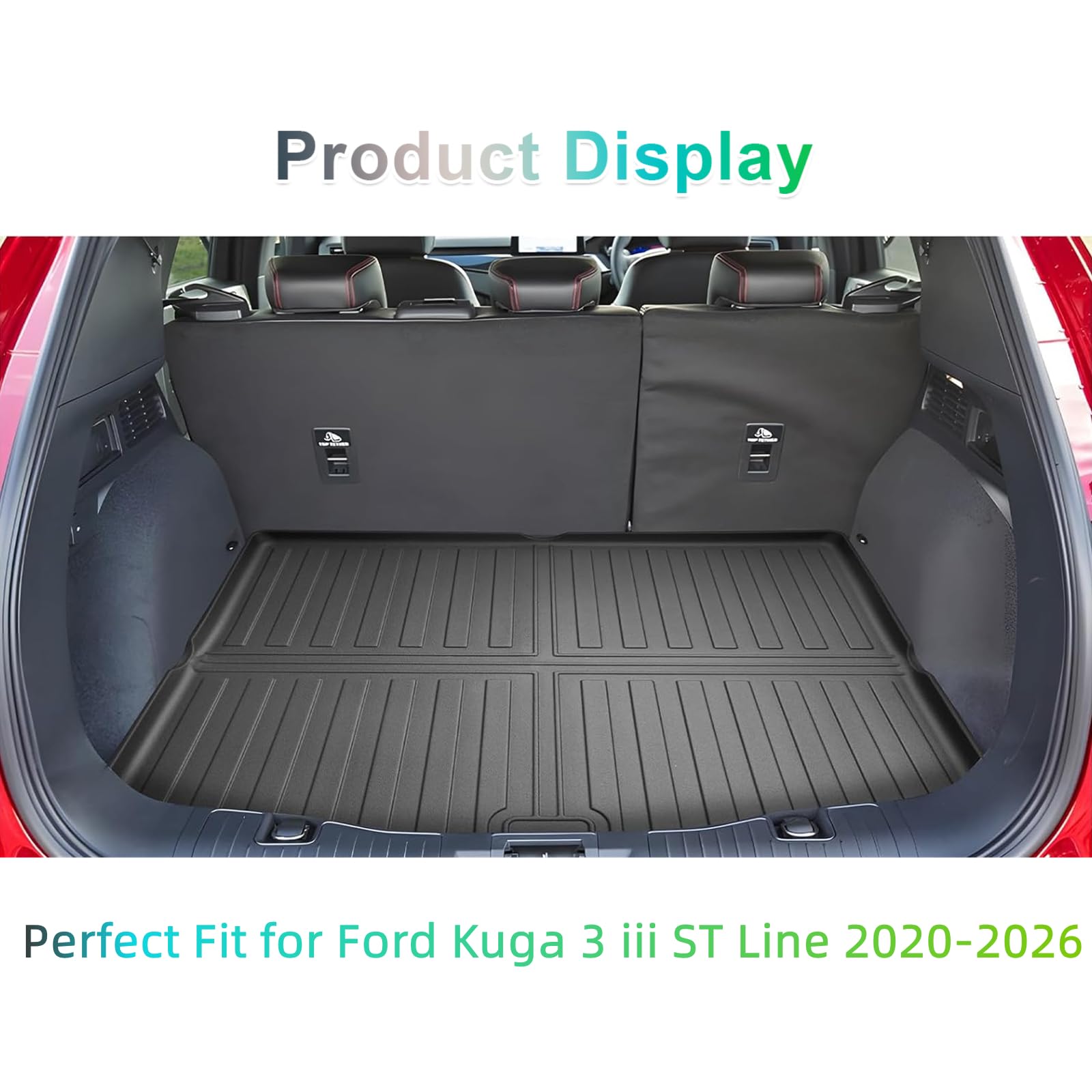 GAFAT Kompatibel mit Ford Kuga 3 III ST Line X 2020-2024 2025 2026 Kofferraummatte, Leicht zu Falten, Kugα MK3 Bj. 2020- TPE Allwetter Kofferraumwanne, Original 3D Scannen Hohe Kante