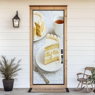 3D Door Sticker Sponge Cake Butter Cream Door Decal Peel and Stick Wallpaper Self-Adhesive Removable Mural Vinyl Stickers Poster Home Decor 30.3"x78.7"