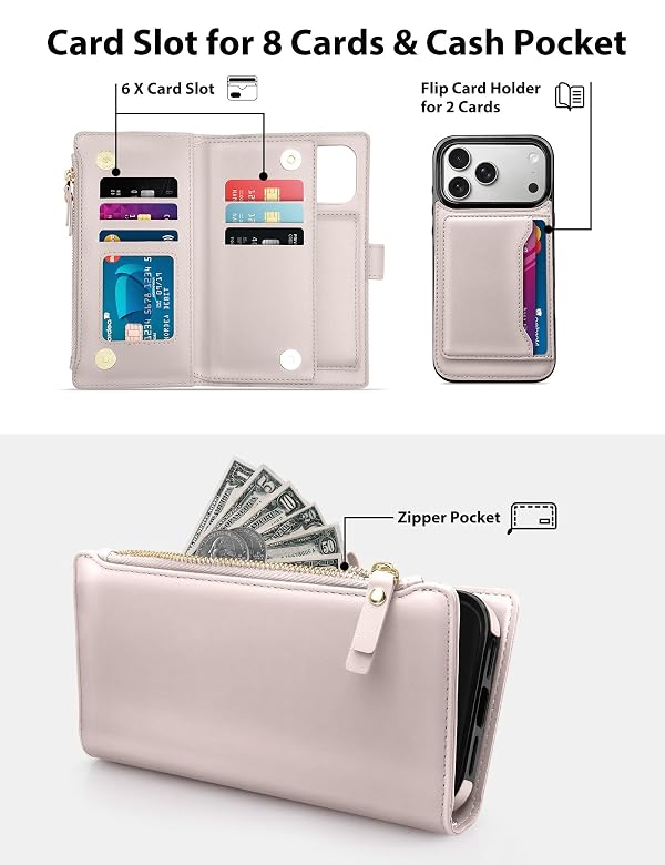 Jiunai for iPhone 18 Pro /17 Pro Case Wallet Card Holder with MagSafe Ivory by Jiunai - Used condition - Image 2