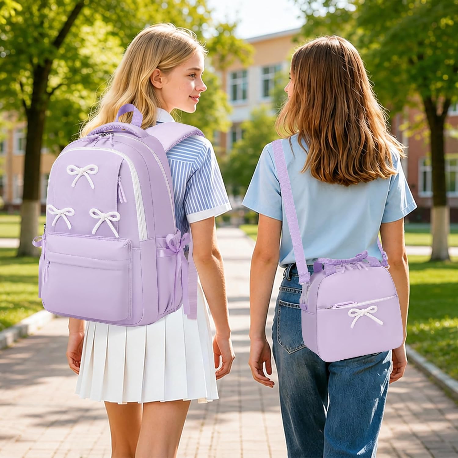 3pcs Bow Backpack Girls Lunch Box