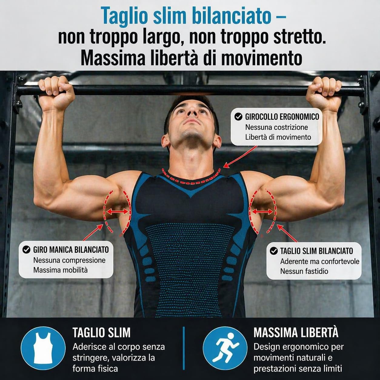 Canotta Uomo, V2 Maglia Senza Maniche Sportiva in Cotone e Fibra Tecnica, Traspirante e Comoda per Allenamento e Tempo Libero, Design Moderno
