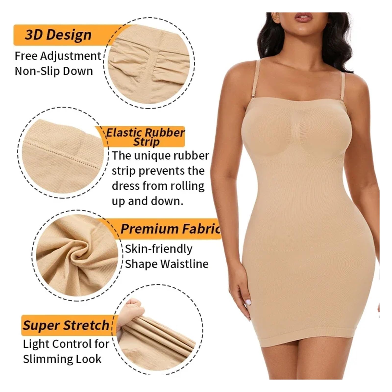 Vestido Moldeador Vestido moldeador sexy de encaje completo for mujer, vestido ajustado con hombros descubiertos, sin tirantes, moldeador de cuerpo de compresión suave, adelgazante de cintura.(Black,2