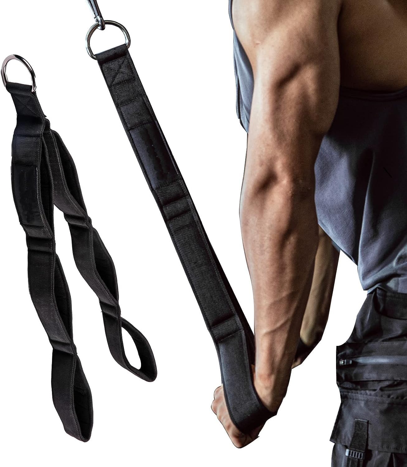 IRIS Tricep Rope 3in1 Cable Attachment Handles, Greater Range of Motion, Tricep Pull Down Rope for Push Downs, Crunches-image-5