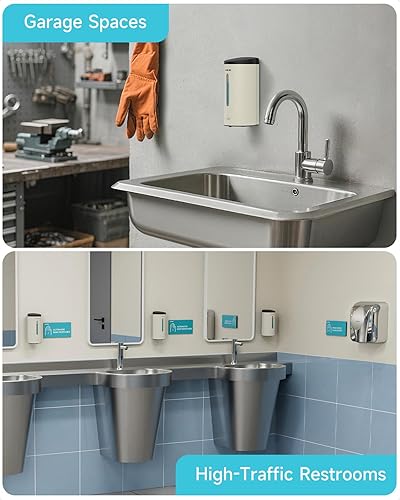Miniatura 7 de AIKE Dispensador automático de jabón líquido para montaje en pared, acero inoxidable comercial con gran capacidad de 25 onzas, ahorra tiempo,