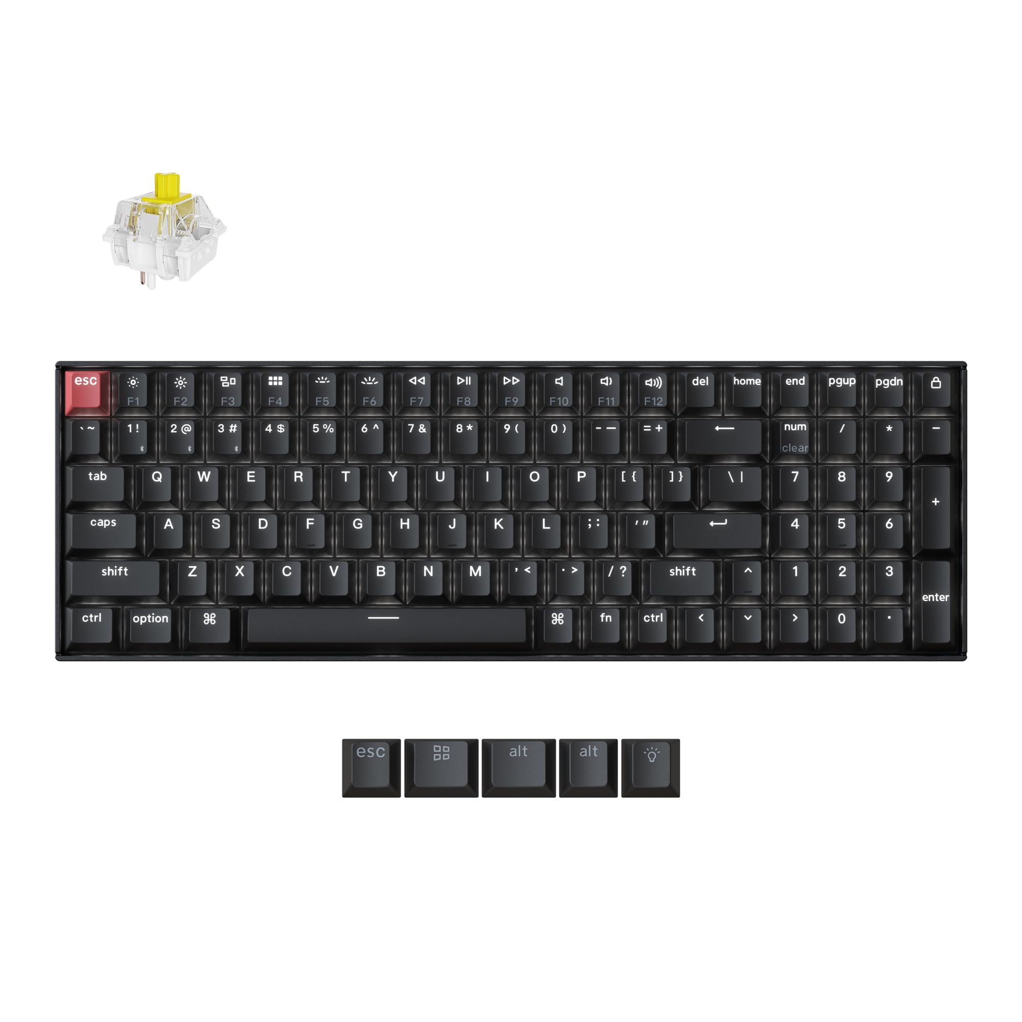 Keychron K4 96% Layout QMK Wireless and Wired Options Mechanical Keyboard Super Banana Switch, Paired with Shine-Through Double-Shot PBT Keycaps for Mac Windows-Version 3
