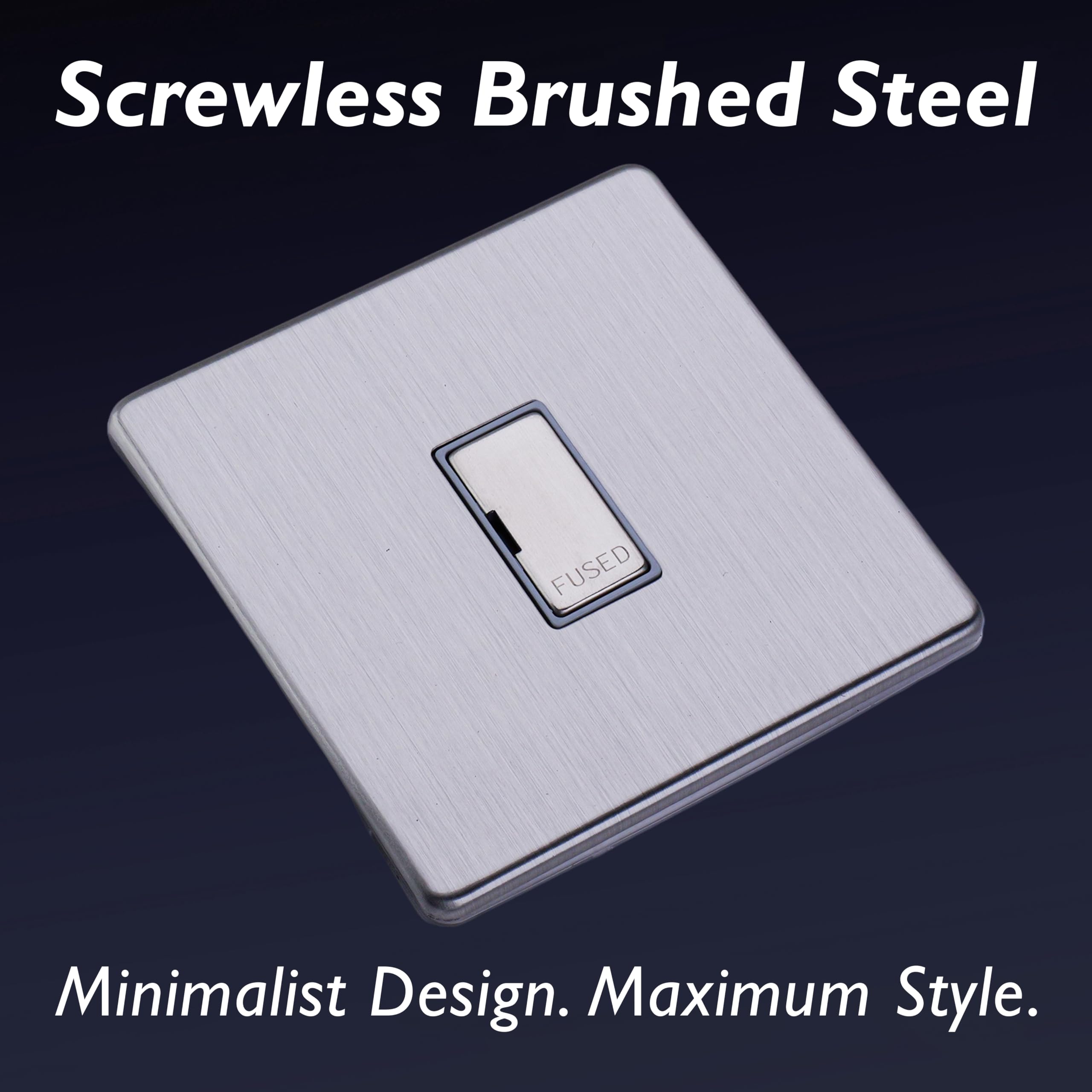 Varilight Unswitched Fused Spur - Screwless Brushed Steel With Brushed Steel Insert, XDS6UDS, 86x86x30mm - Image 3