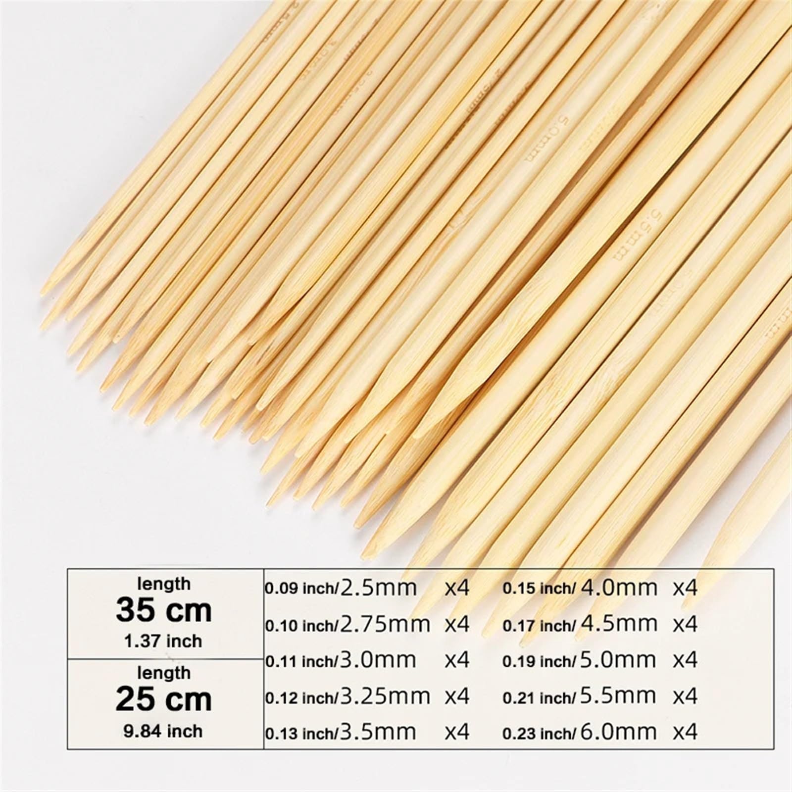 Igły tkackie, igły dziewiarskie 40 szt./zestaw Zestaw igieł dziewiarskich z podwójnymi końcami w 10 rozmiarach od 2,5 mm do 6,0 mm do projektów tkackich (35 cm-40 szt.)(25CM 40PCS)