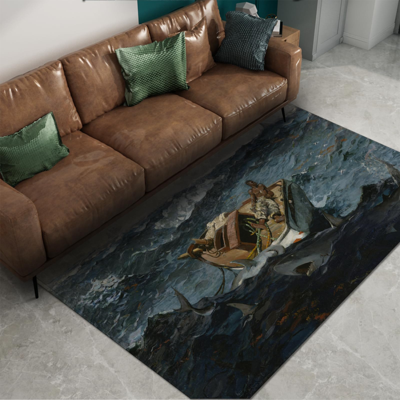 Tapis Winslow Homer Le Gulf Stream rectangulaire antidérapant 160x230cm pour salon et grande chambre