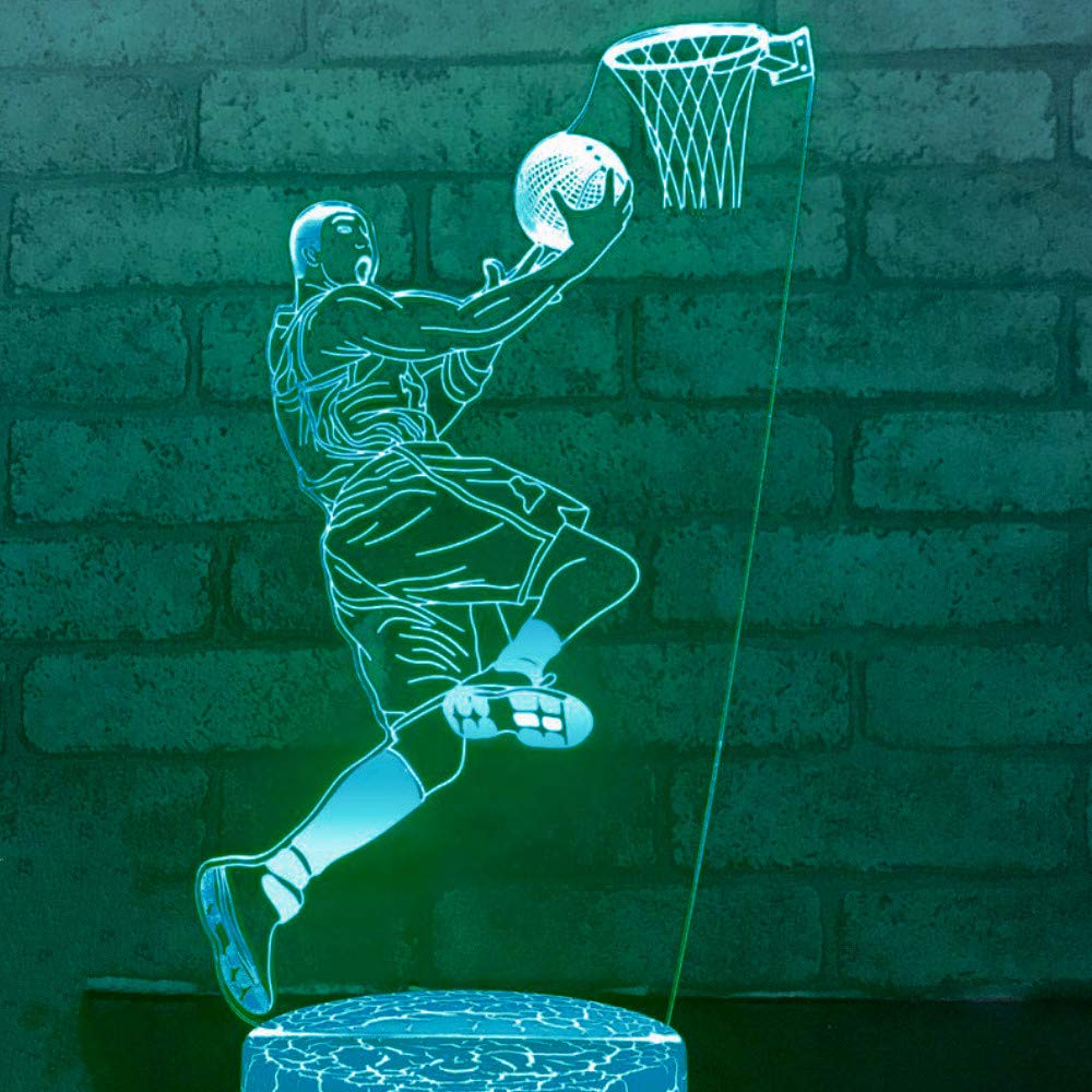 Lampada 3D A LED Con Illusione Basket - 7 Colori E Modalità Lampeggiante, Interruttore Touch, Alimentazione USB, Base In ABS, Regalo Originale
