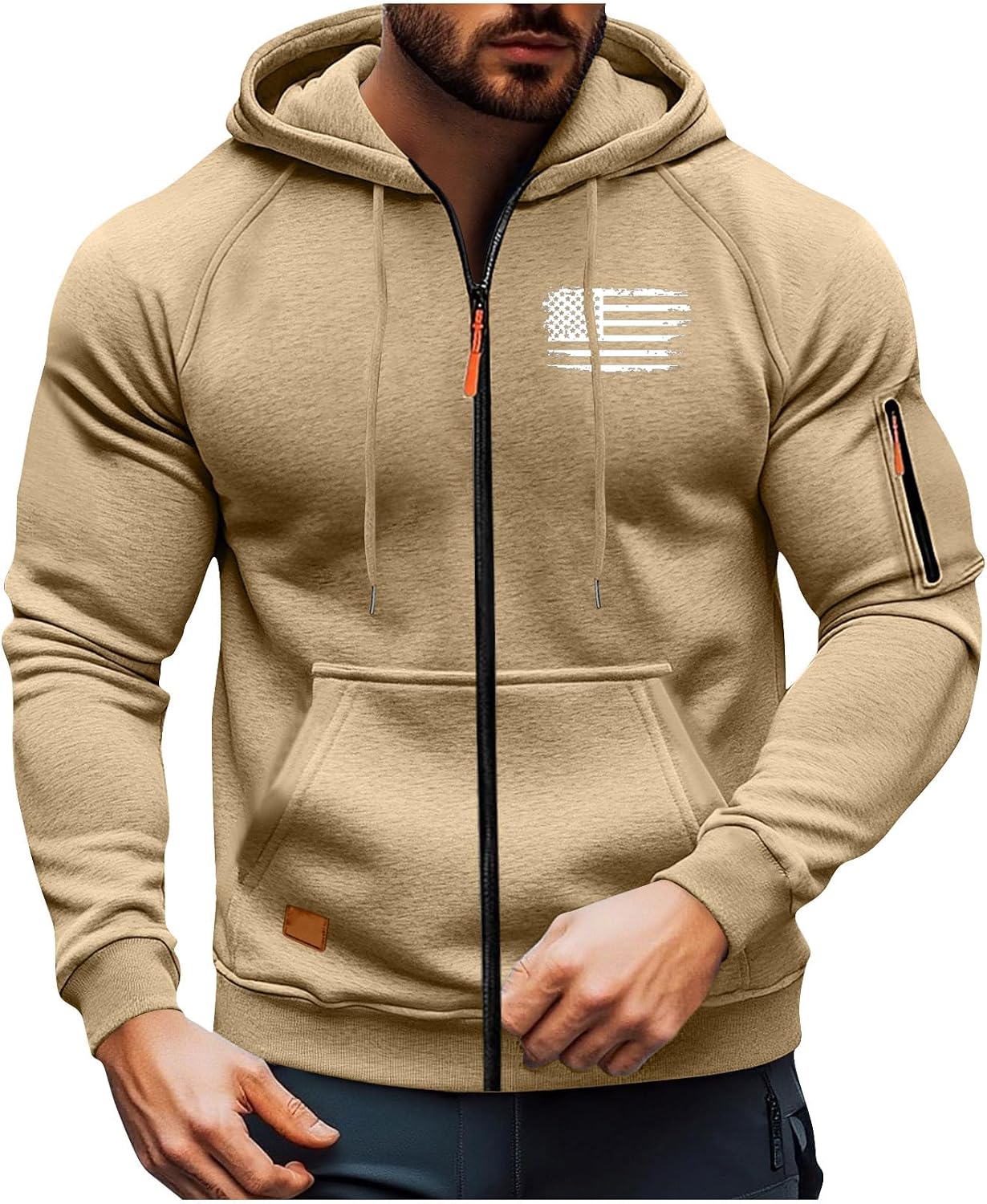 Hoodie For Men Full Zip Up Sweatshirts Long Sleeve Oversized Pullovers With Pockets Casual Fall Coat, M-3XL