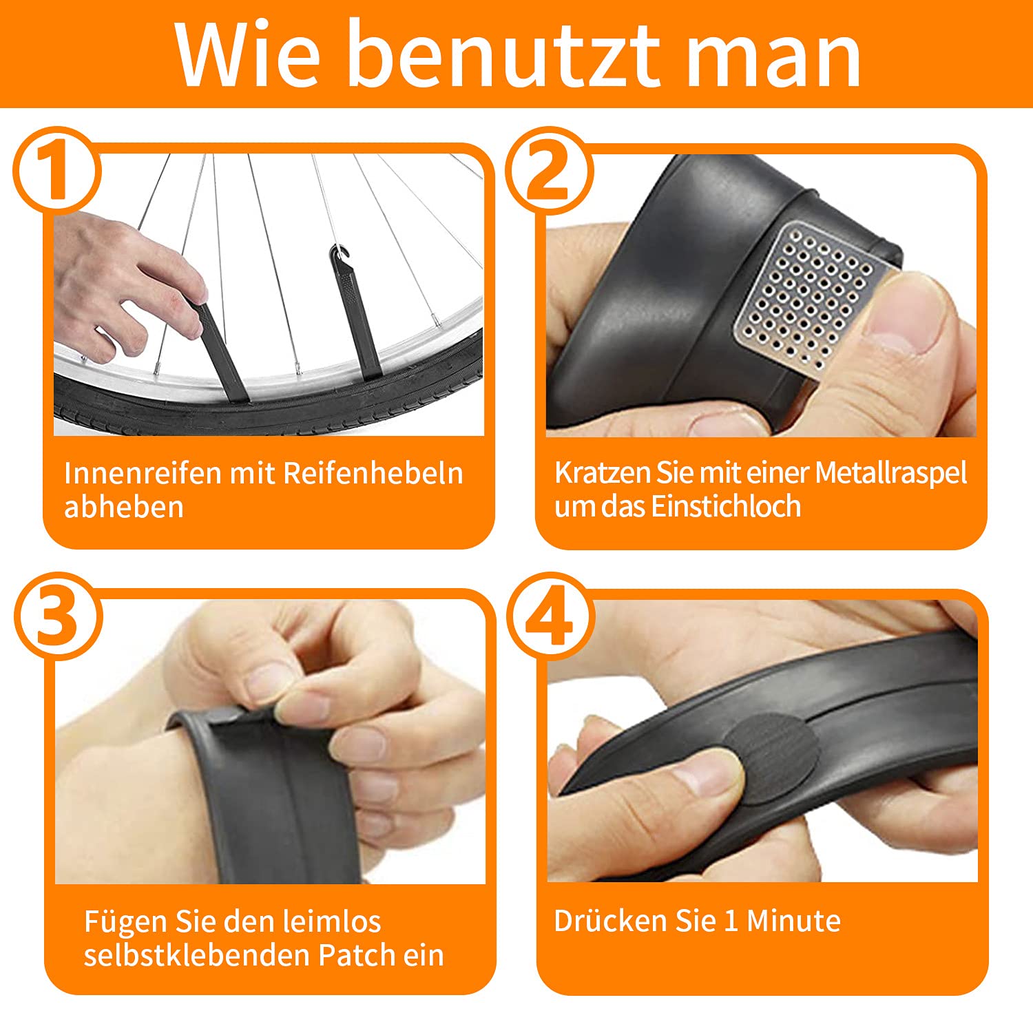 Produktbild von Ghguole Fahrrad ReifenFlickzeug Reparaturset,57 Stück Fahrrad Flickset,Fahrrad Schlauch Patch Kit Mit 30 Flicken,Tragbarer Aufbewahrungsbox Für Radfahrer /Moto/BMX/Geländefahrzeuge/Aufblasbaren Gummi