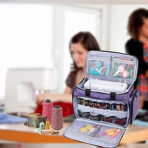 Miniatura 8 de Luxja - Bolsa para máquina de coser portátil, compatible con la mayoría de las máquinas Singer