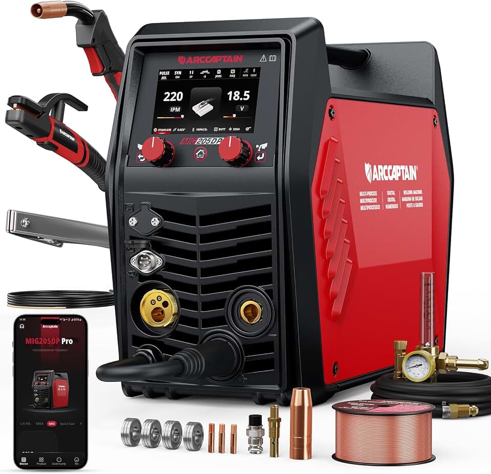 ARCCAPTAIN MIG205DP Pro Dual Pulse MIG Welder 205A 8-in-1 Aluminum Welding
