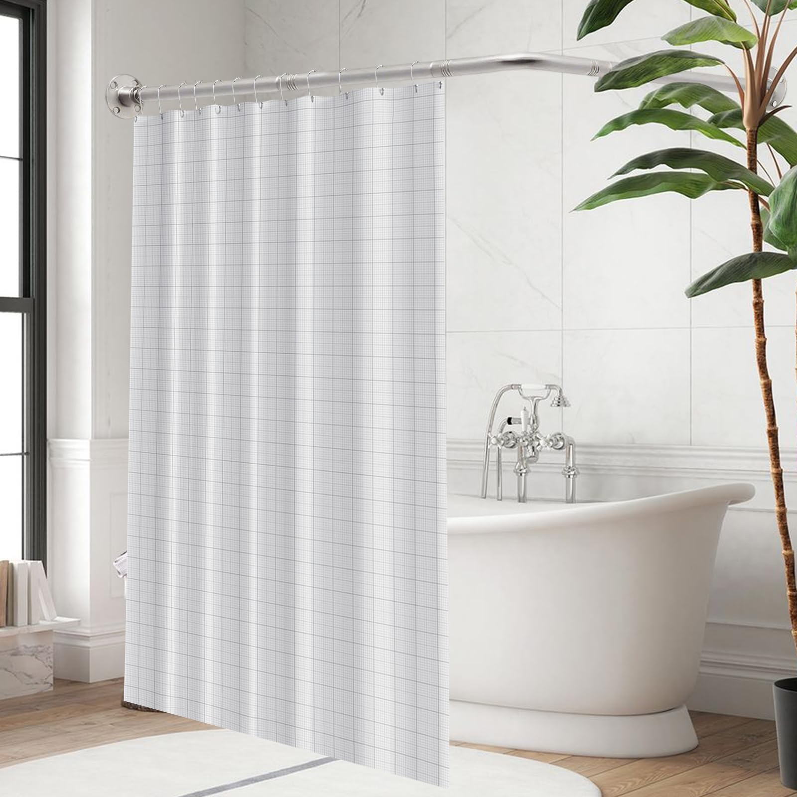 L Form Tringle à Rideau de Douche 68-98cm x 68-98cm Réglable,pas de s'affaissement,en Acier Inoxydable,90 degrés sur l'angle,pour Salle de Bain Baignoire,Magasin de Vêtements, Espace Privé