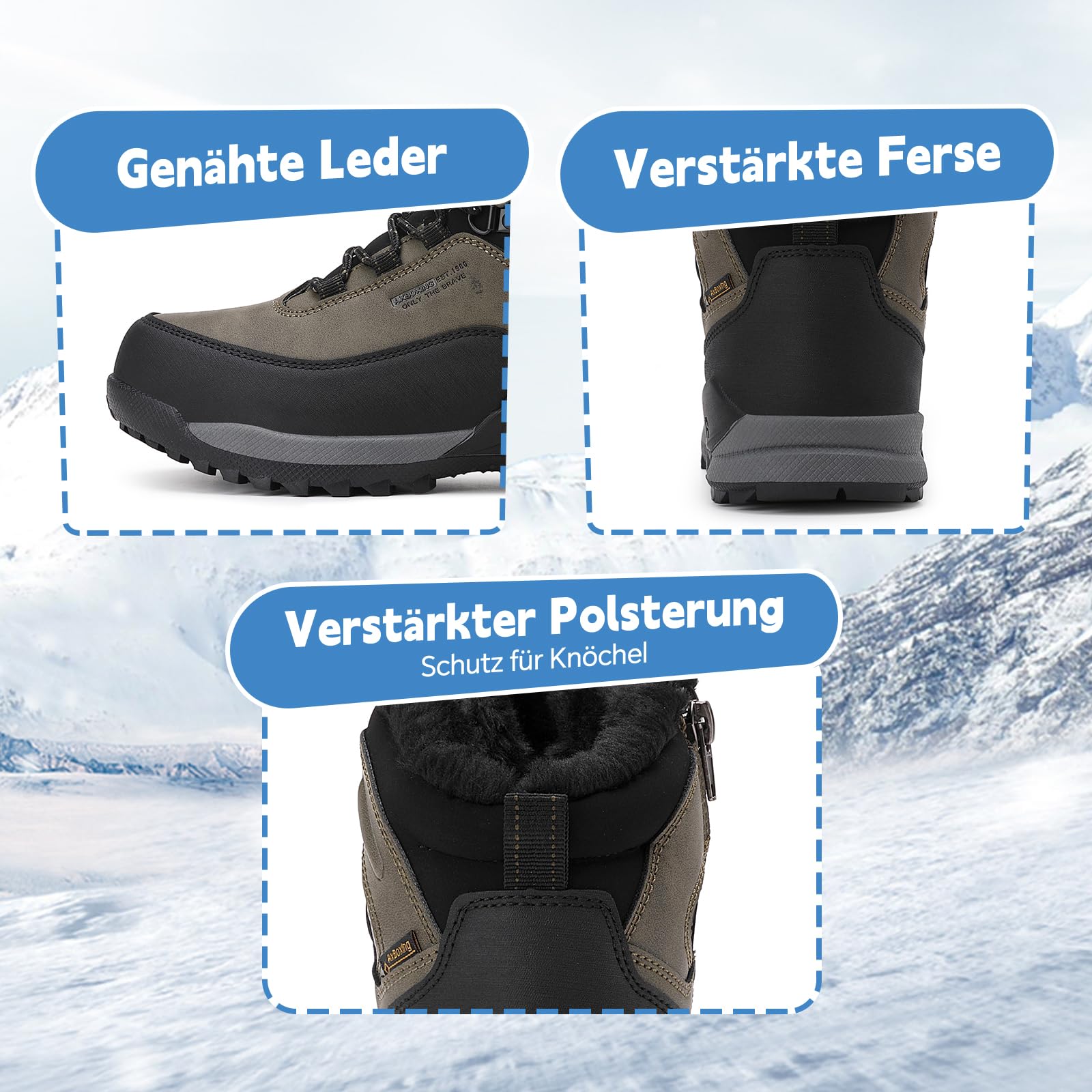 AX BOXING Bottes Hiver Garçon Chaussures de Randonnée Chaud Bottines Enfant Bottes de Neige Antidérapant EU34-40