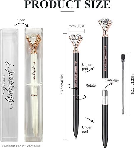Miniatura 2 de LADY&HOME 10 bolígrafos de dama de honor, bolígrafos de diamantes grandes, bolígrafos de metal de cristal, regalos para mujeres, regalos para bodas,