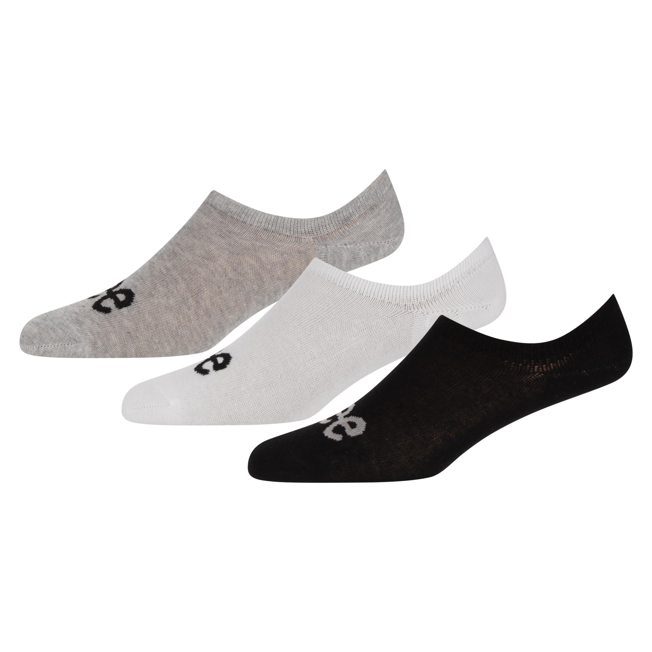 Lee Men's Black/White/Grey Marl Unisex Shoe Liners In //Grey | No Show Invisible Socks Trainer Liners For Loafers And Low Cut Shoes/Trainers | Soft Cotton Mix Size 6-8 - Multipack Of 3