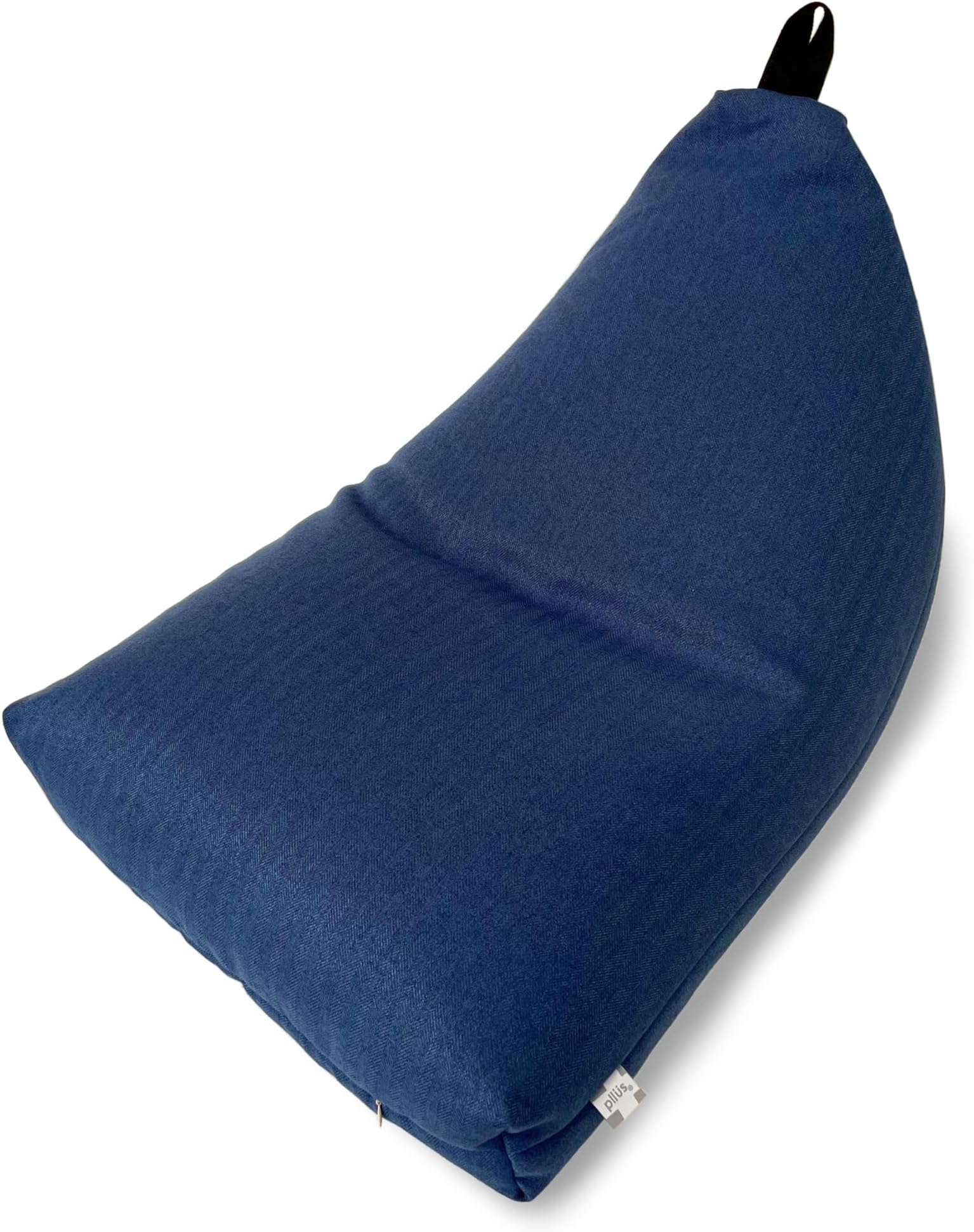 Kanki Bean Bag Chair Deformed Triangle Tetra Backrest Mini Made in Japan Peach Brushed Twill Fabric (55x80x45cm, Cast Navy)