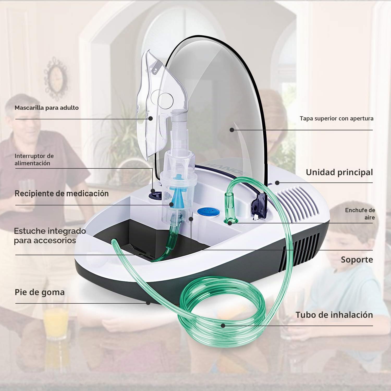 Hangsun Inhalador Nebulizador Electrico CN680 Compresor Bebe Adulto Para Inhalación De Medicamentos Líquidos