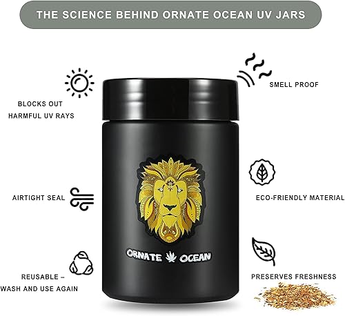 Miniatura 3 de Paquete de 2 tarros de vidrio UV de 16.9 fl oz y 17 onzas, juego de 2 recipientes de almacenamiento multiusos, prácticos tarros herméticos sin olor