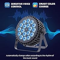 Vista 5 de Luces LED de Escenario 12X18W RGBWAUV 6en1 Luces Par Can de Iluminación Par con Control DMX Activadas por Sonido Uplights para Eventos Iglesia DJ