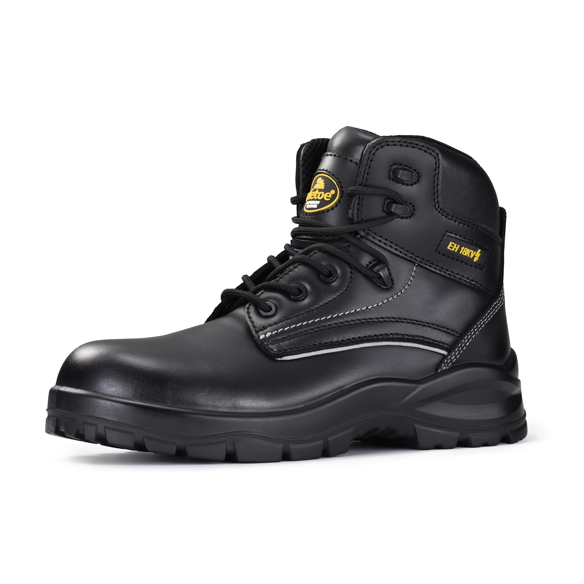 SAFETOE Botas de trabajo 18KV EH con puntera compuesta no metálica, botas de seguridad con agarre de escalera, zapatos estándar CE para trabajadores eléctricos