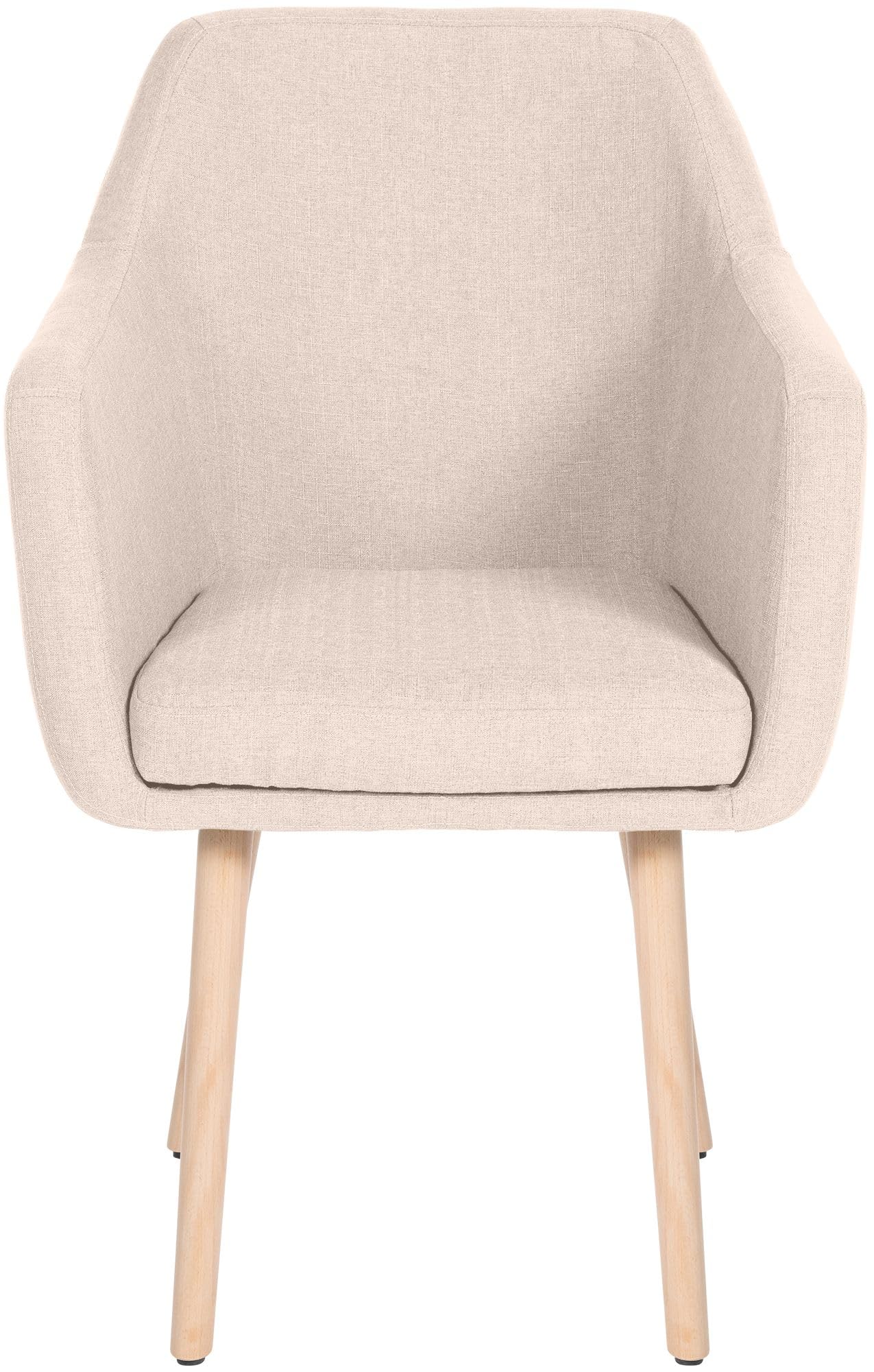 CLP Silla De Salón Utrecht Acolchada & Tapizada En Tela I Butaca De Dormitorio Moderna con Base De Madera I Color:Beige;Color del Marco:Natura