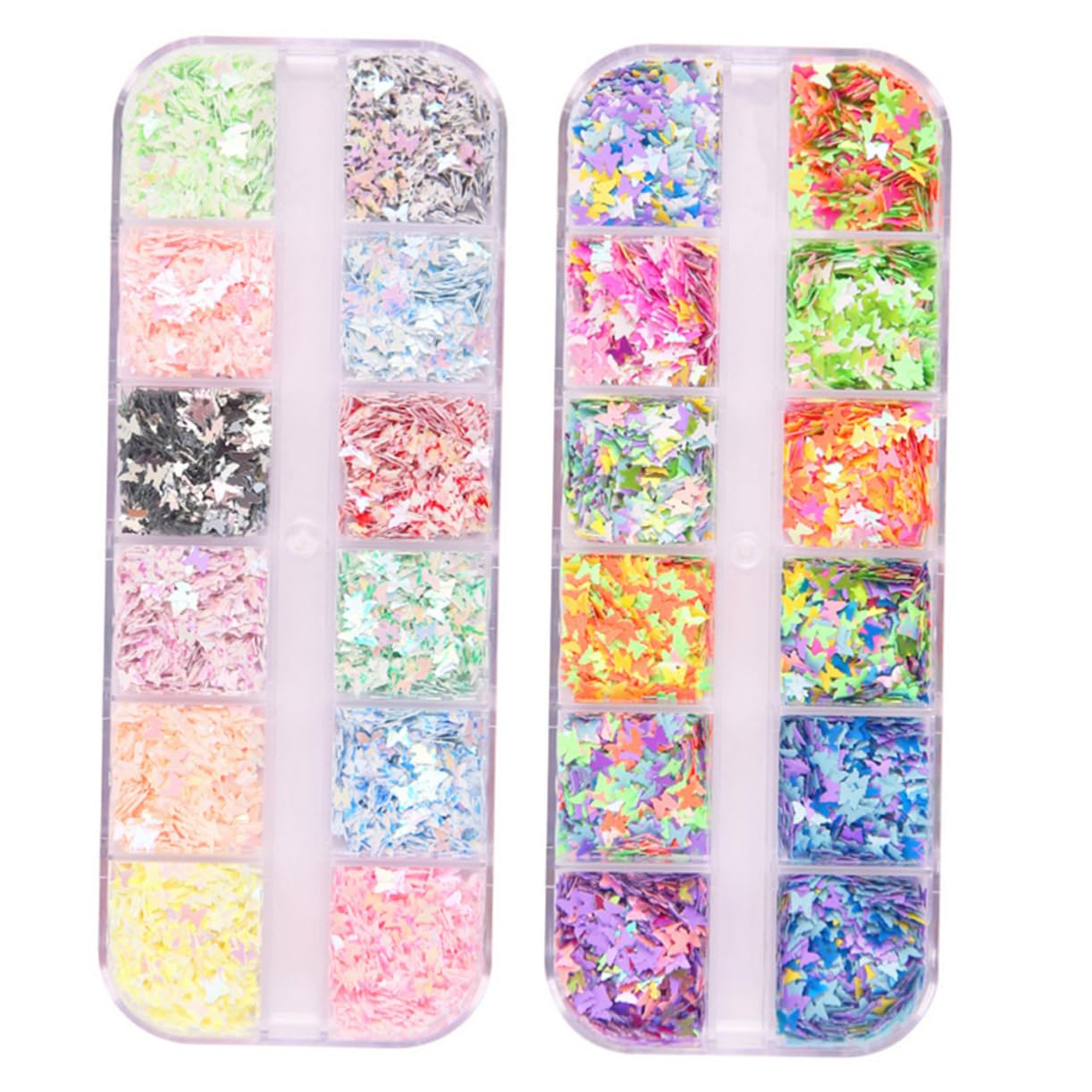 Mikinona Nail Art Glitter Sequins 2 Boxes DIY Manicure Glitter Nail Decor Sequins Safe for Skin