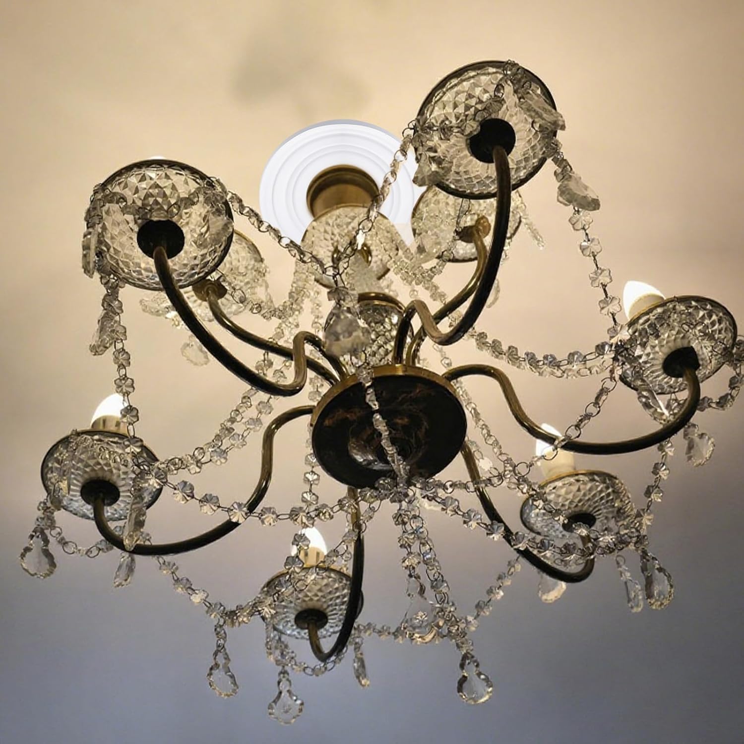 2Packs Split Lighting PU Ceiling 3D Modeling Ceiling Cover Plate Ceiling Fan Medallion Home 12 Inch OD x 5 Inch ID