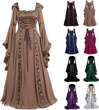 Womens Irish Medieval Dress Plus Size Halloween Costumes Vintage Gown Lace Fancy Cosplay Over Long Gothic Dress