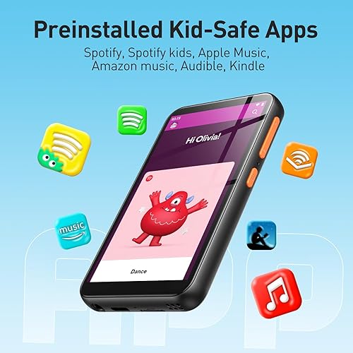 Miniatura 3 de AGPTEK Reproductor MP3 de 80 GB para niños con Bluetooth y WiFi, T07S Reproductor de música de 4 pulgadas con controles parentales, Spotify Kids,