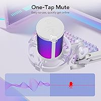 Vista 5 de Micrófono USB para juegos MAONO con cancelación de ruido, micrófono para computadora PC con brazo articulado, luz RGB, silencio, ganancia, micrófono