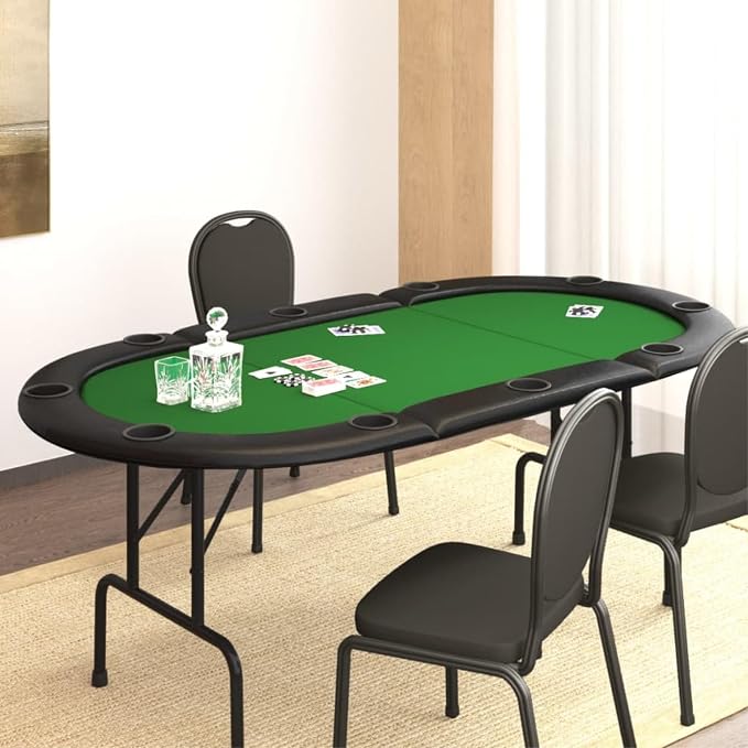 Mesa de poker plegable verde para 10 jugadores miniatura 2