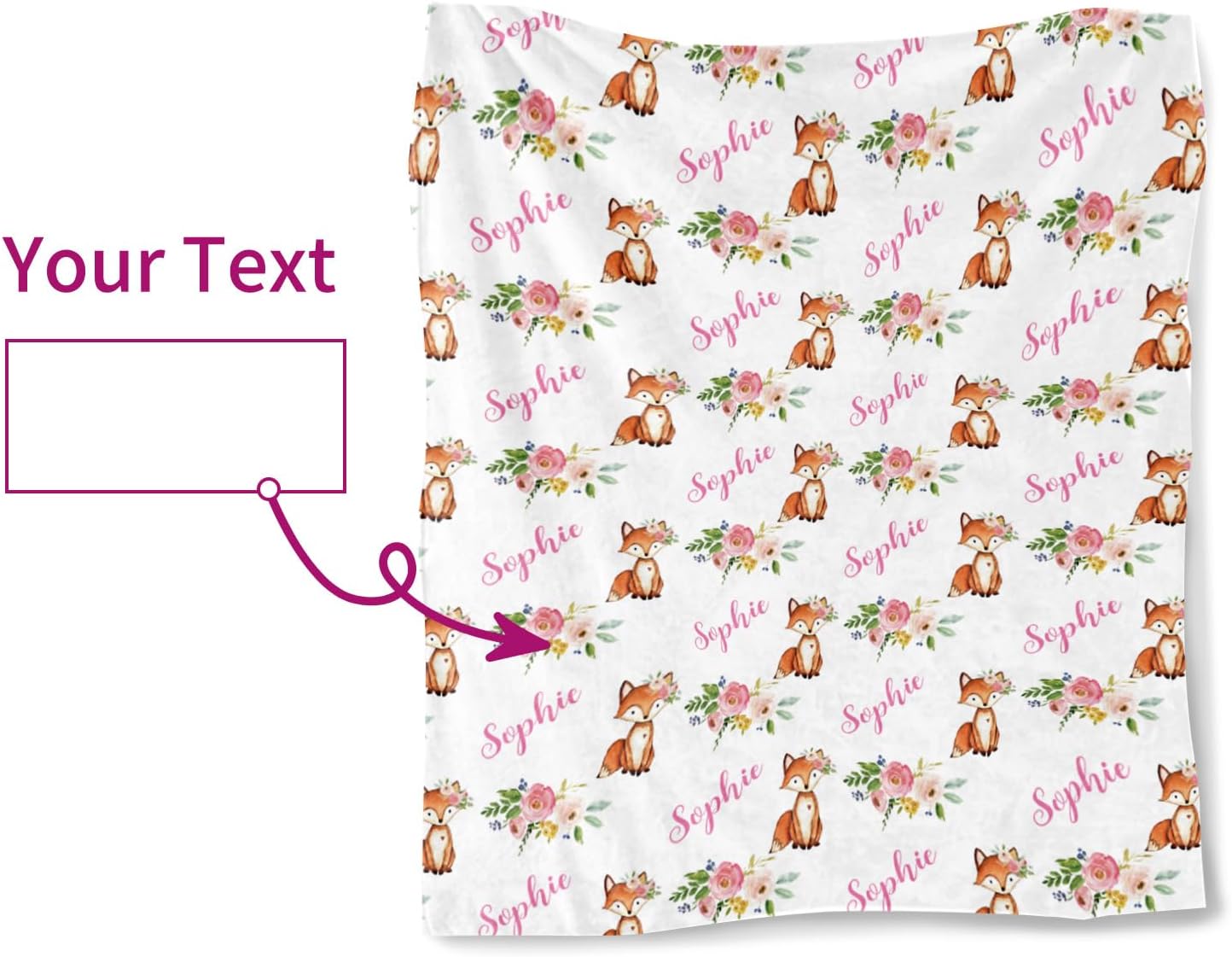 Custom Baby Swaddle Set - Muslin Swaddle Blanket Hat Headband for Infant Baby Girl Boy Personalized Swaddle Blanket Newborn Gift Fox(Fixed Size)