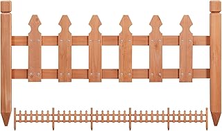 Yaheetech Decorative Garden Fence-Landscape Wood Picket Fencing Ornamental Panel Border Edging Patio Flower Garden Bed Pool Fences Outdoor, Light Brown- 532.5 in
