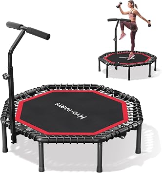 HYD-Parts 51" Octagon Rebounder Trampoline for Adults, Fitness Rebounder with T-Adjustable Handlebar and Quiet Bungee, Quiet Exercise Rebounder for Adults, Indoor/Outdoor Workout, Max Load 550lbs