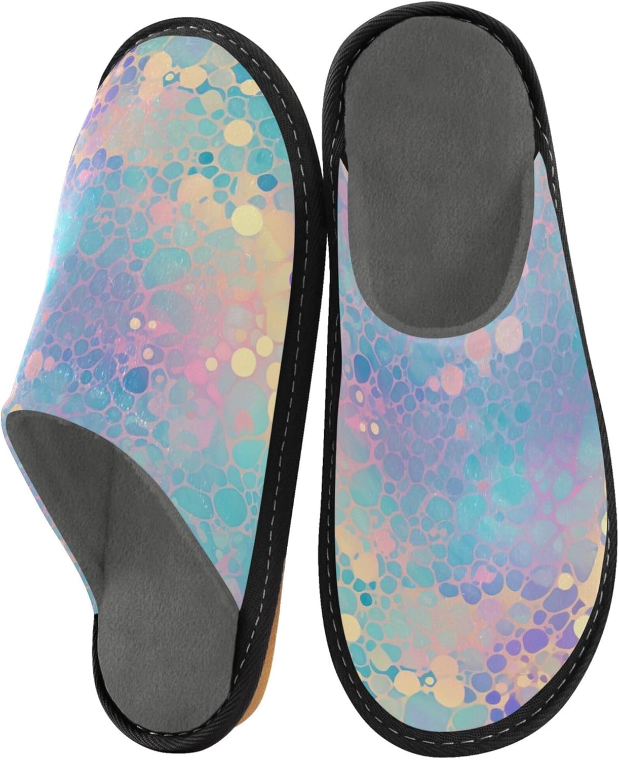 Glitter Texture House Slippers – Cozy Fuzzy Slippers for Guests, Washable & Disposable, Perfect for Shoeless Home, Spa & Hotel Use A110954