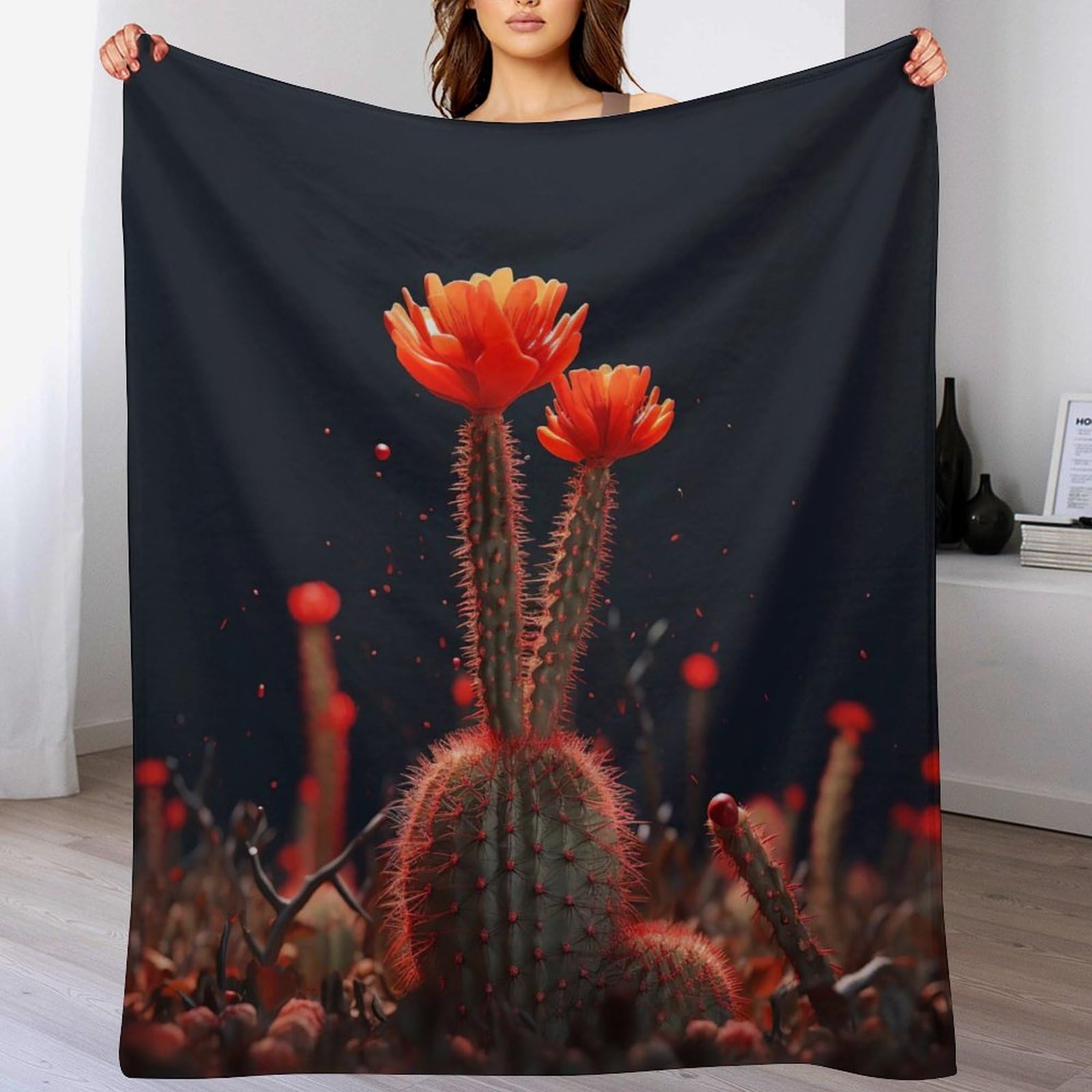 Couverture lit flanelle cactus pour vos soirées cocooning au salon