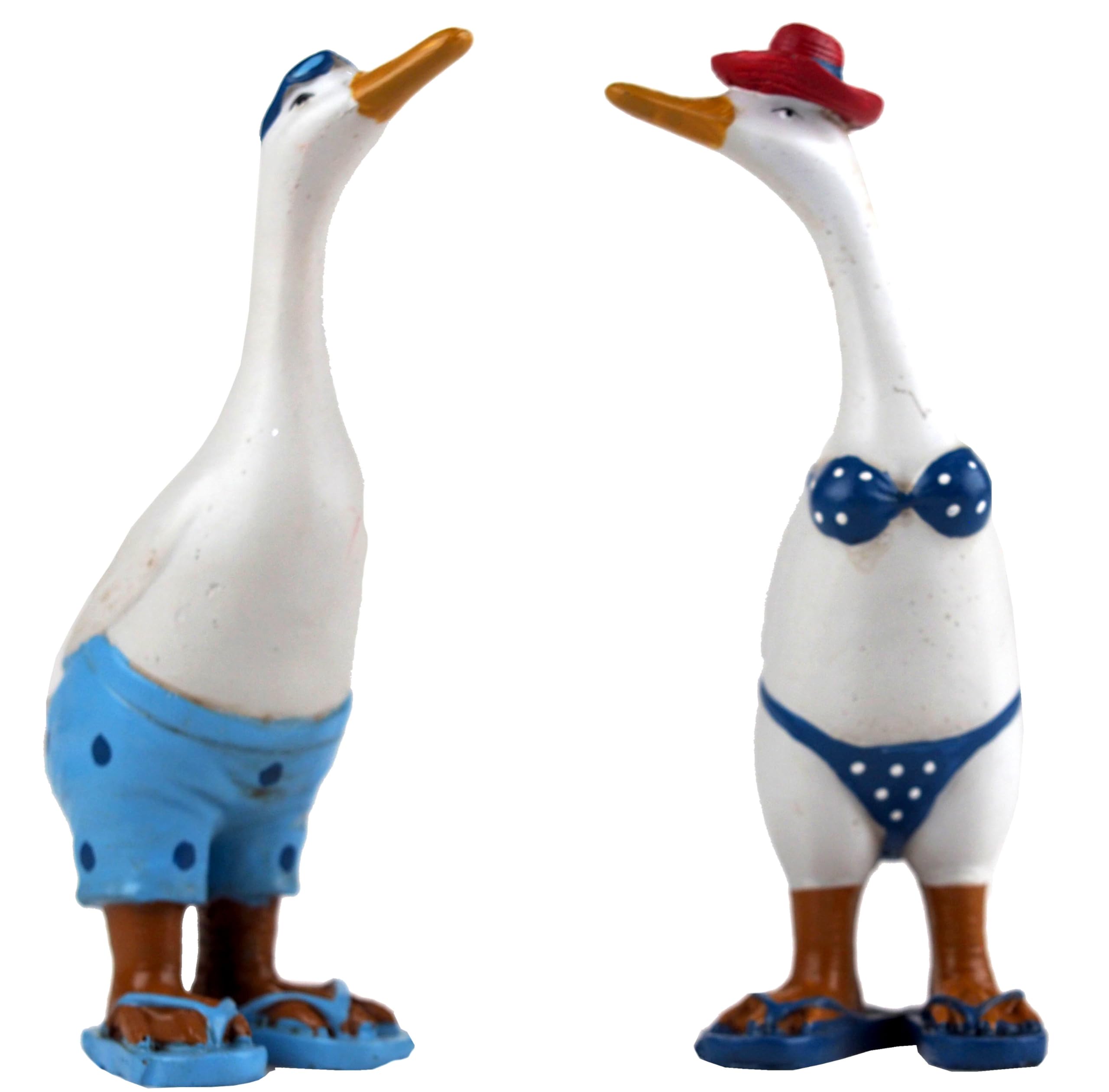 Bikini Wearing Mr And Mrs Duck Ornaments - 15cm Figurines - Set of 2